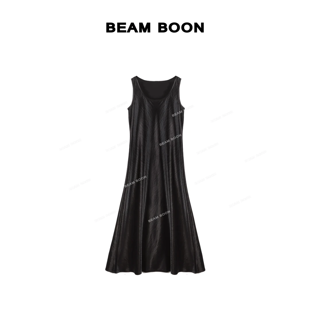 Beam Boon |【巴黎诗集】重磅鎏金缎光泽垂感显瘦长款背心连衣裙