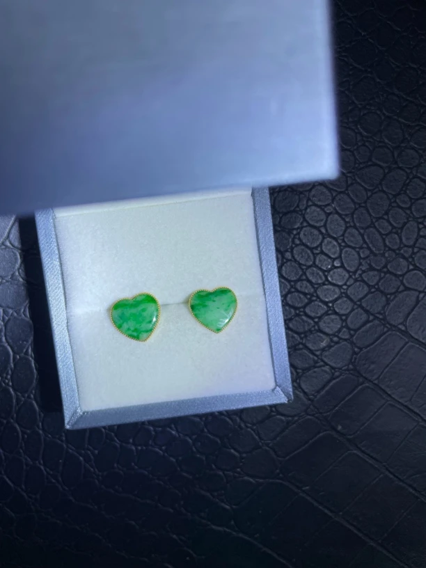 18k天然翡翠耳钉