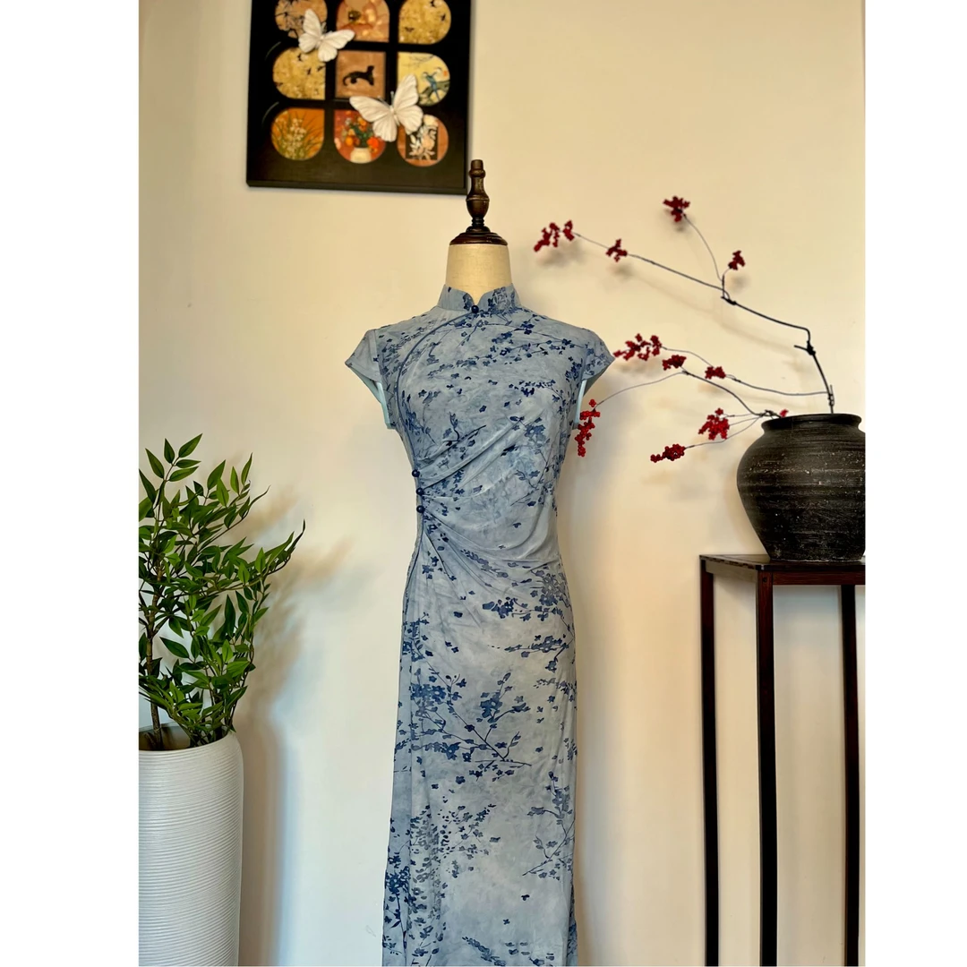 【烟花雨】夏季新款无袖复古修身旗袍日常国风旗袍裙