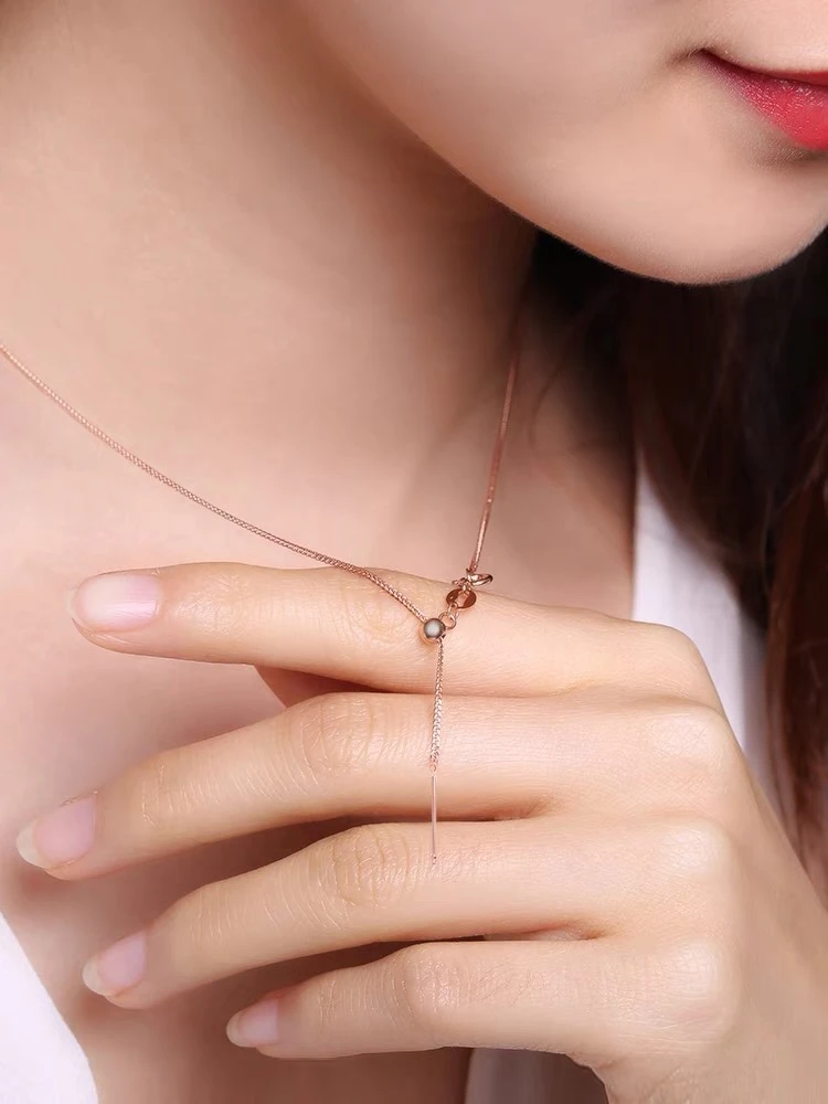 链子925银 国标S925银项链针式调节链时尚百搭简约抽拉