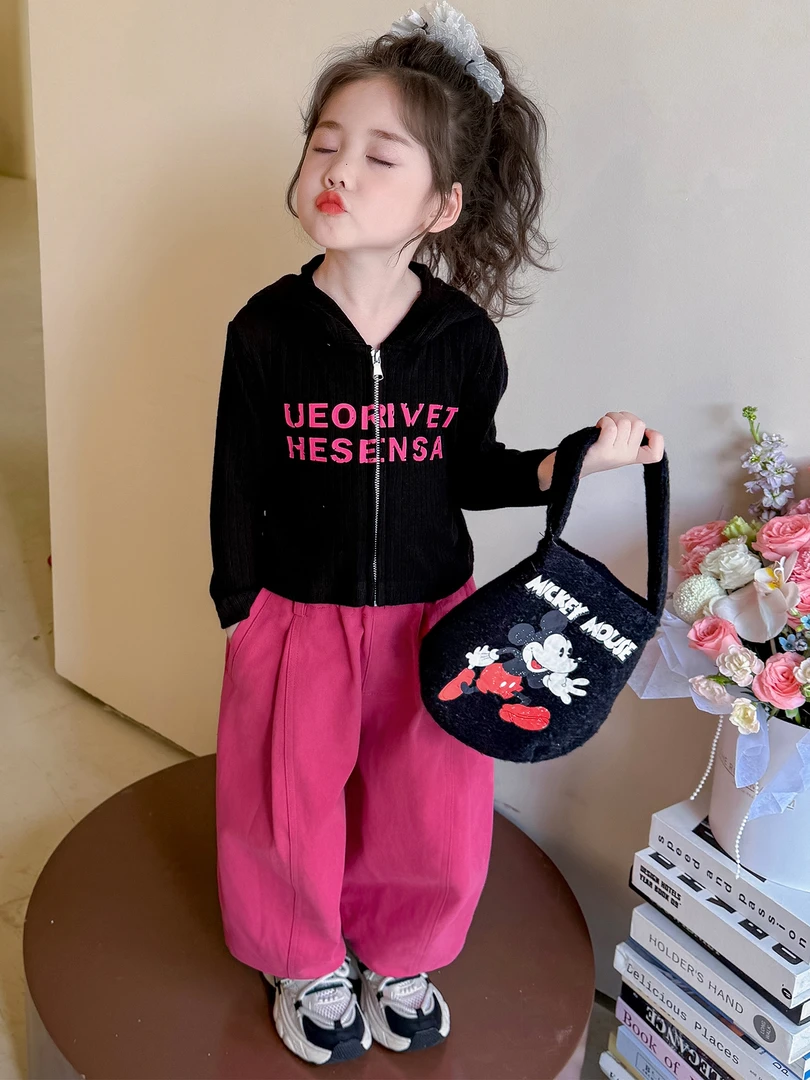 女童套装春秋季2025新款小女孩洋气宝宝长袖裤子炸街儿童秋装衣服