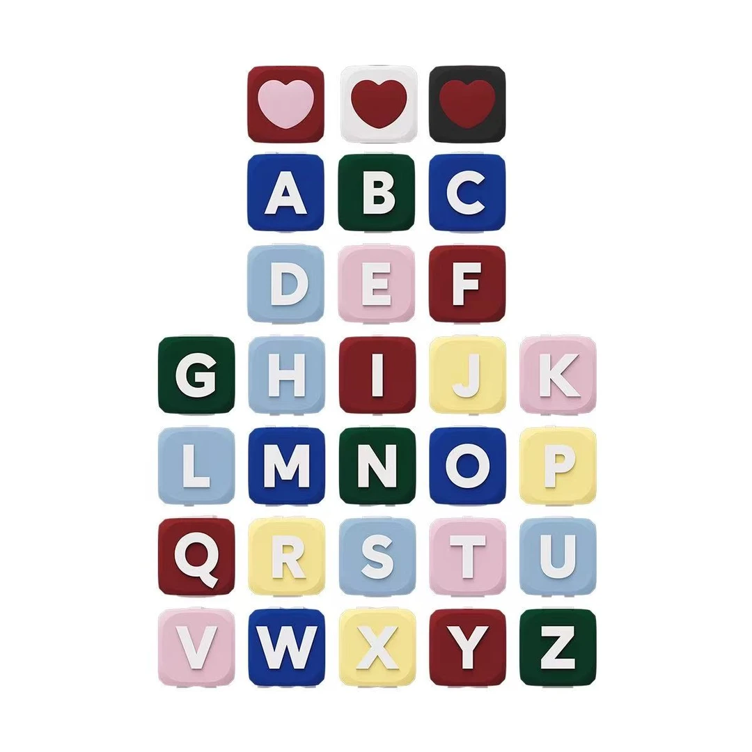 硅胶串珠字母可DIY手机背带个性串珠26个字母珠珠可爱儿童爱心