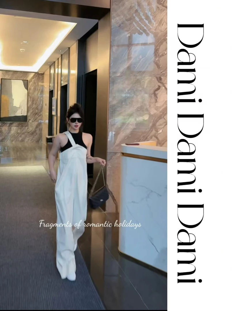 Dami 【糖诗】设计感日常日系小众复古设计减龄休闲背带连衣裤女