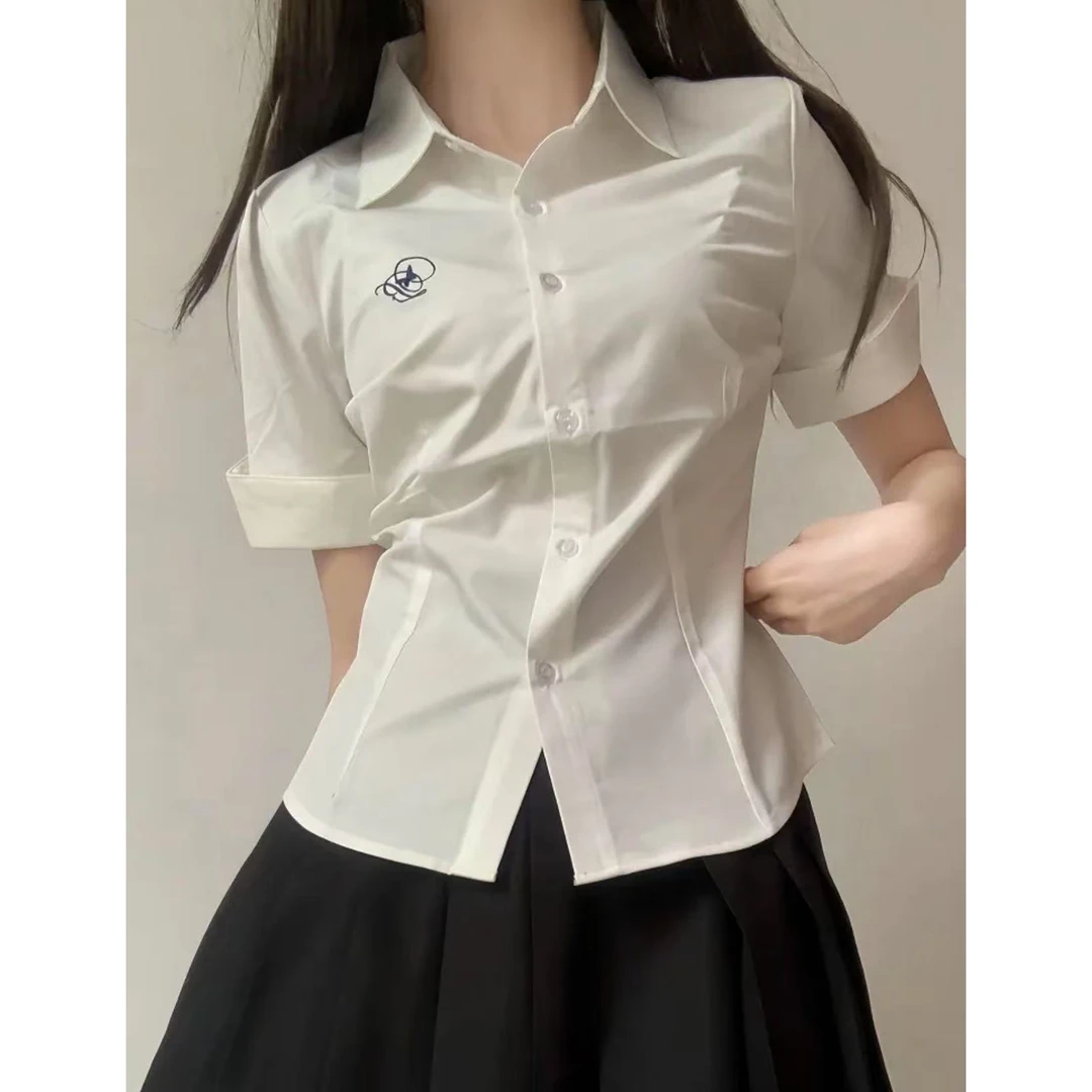 【小巧定制】XQ2451夏季新款显瘦百搭学院风收腰衬衣