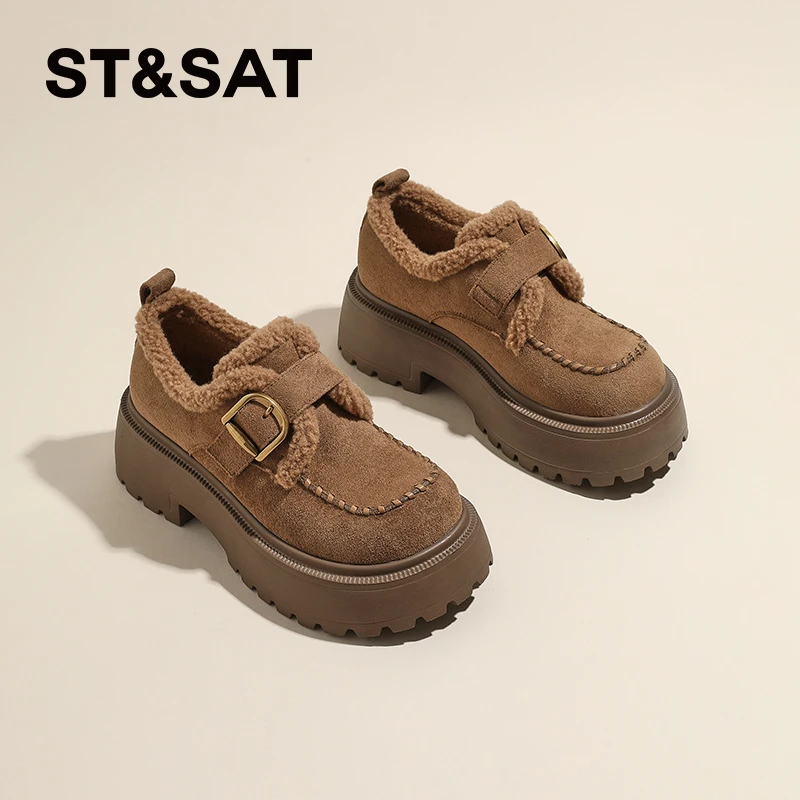 星期六加棉乐福鞋女2025新款冬季加绒勃肯鞋女款复古百搭棉鞋爆款