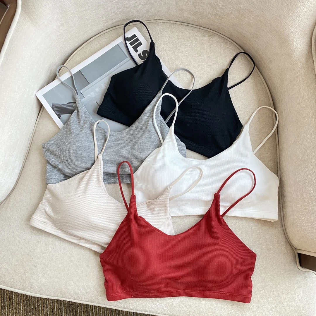 孕妇美背内衣螺纹棉小吊带乳胶胸垫固定杯聚拢无钢圈哺乳文胸罩睡