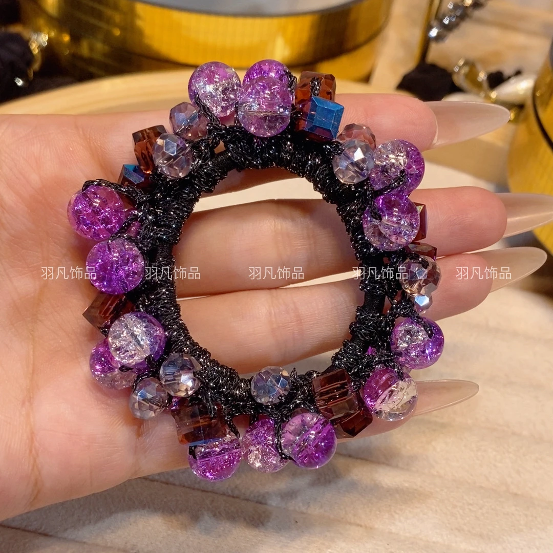 羽凡原创2600日韩瑞丽风重工发圈气质轻职风甜美风百搭发绳紫色