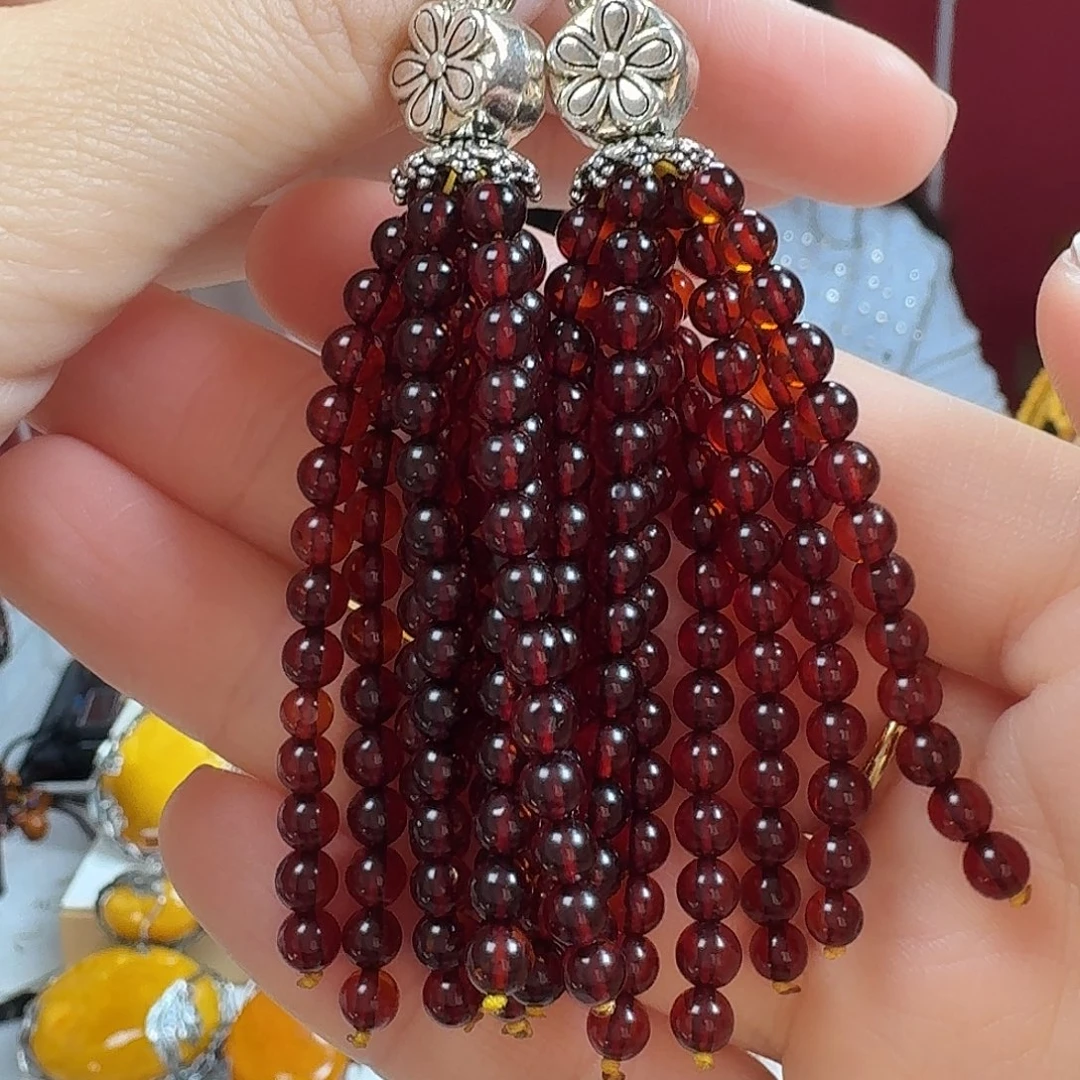 琥珀未镶嵌耳饰耳坠