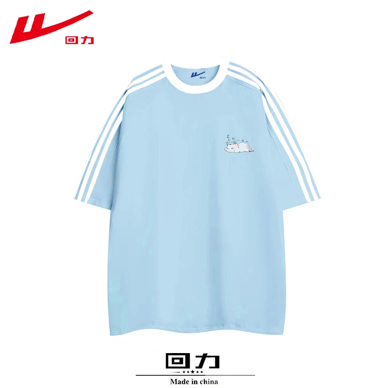 回力美式纯棉印花短袖t恤女夏季夏装新款小众宽松百搭多巴胺上衣