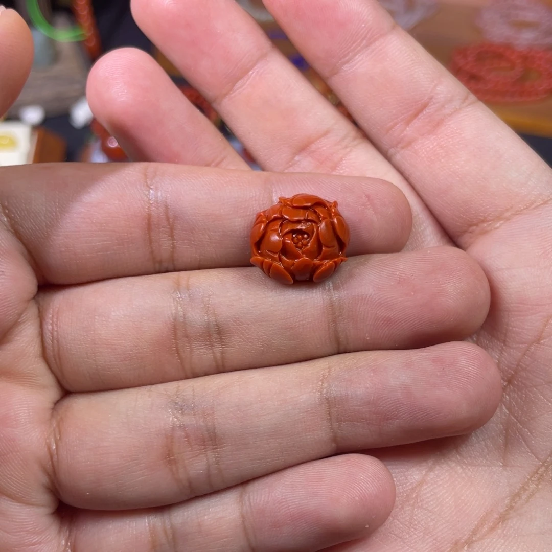 南红玛瑙南红牡丹花未镶嵌河**嘎