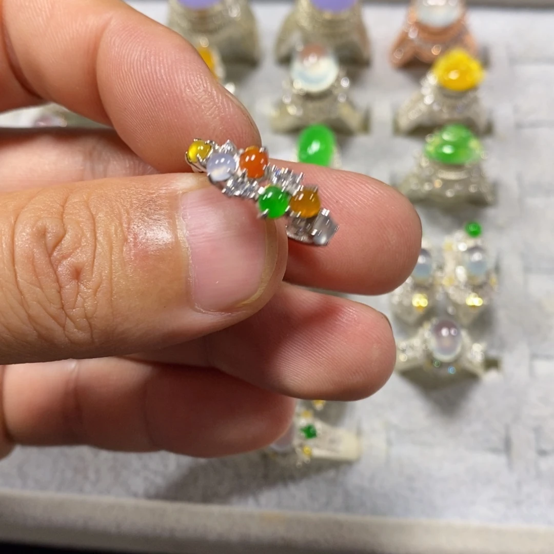 翡翠银S925镶嵌戒指