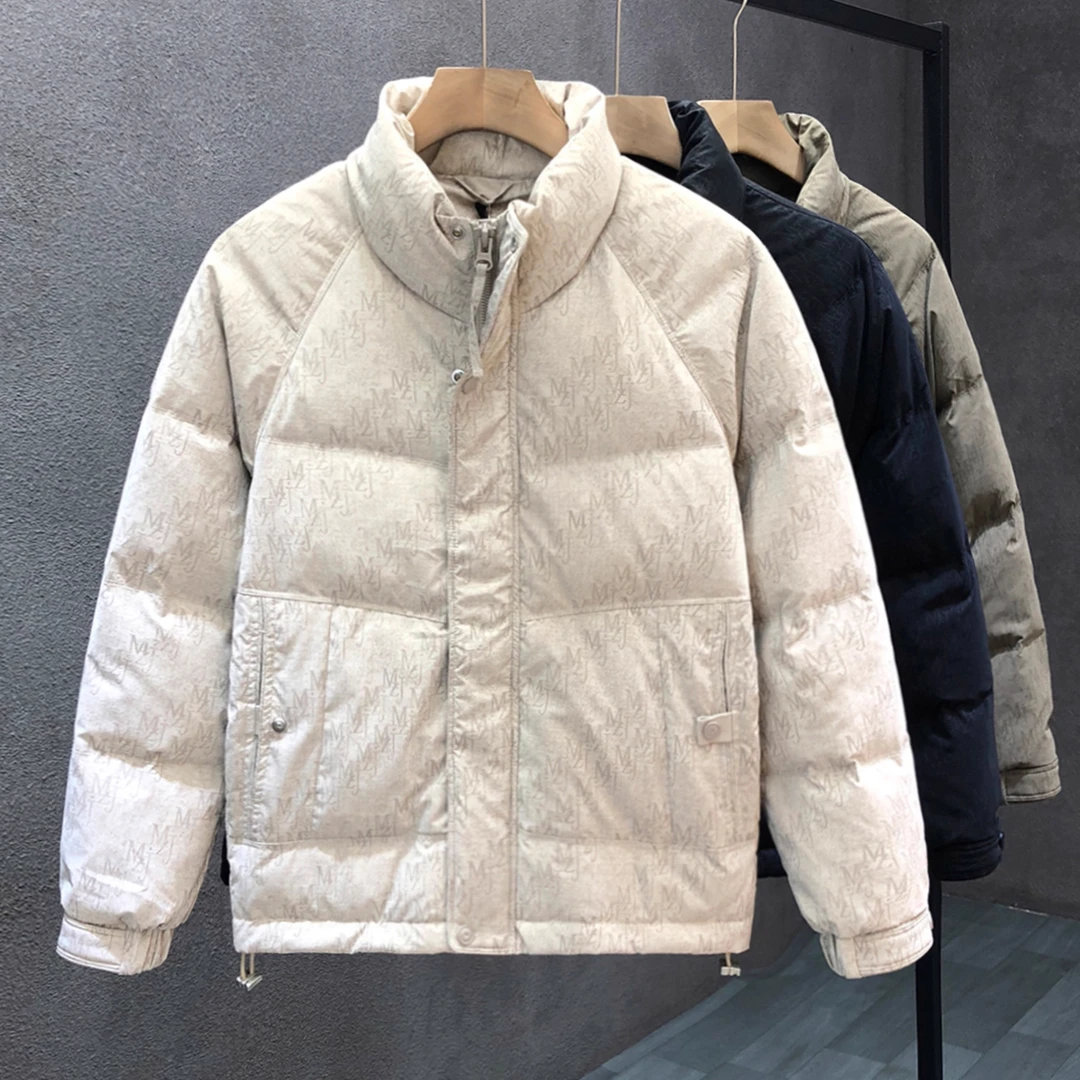 秋冬季新款羽绒服男款爆款2025新款正品男士百搭暗花加厚立领男装