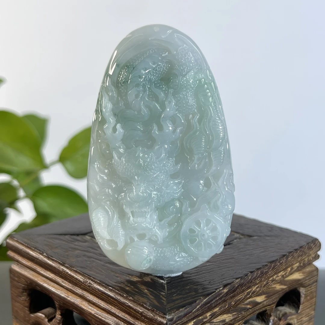 JSW01-76 天然缅甸A货翡翠  龙牌