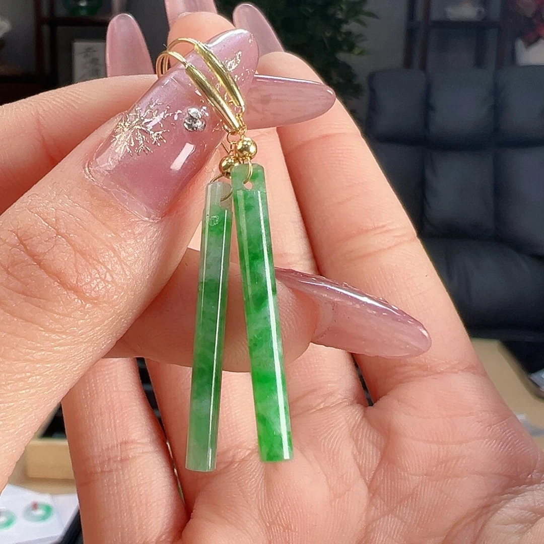 翡翠耳饰18K金镶嵌耳环35
