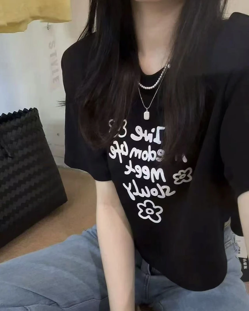 【杭州-新九天】NN419-时尚女装设计感T恤法式气质显瘦洋气百搭