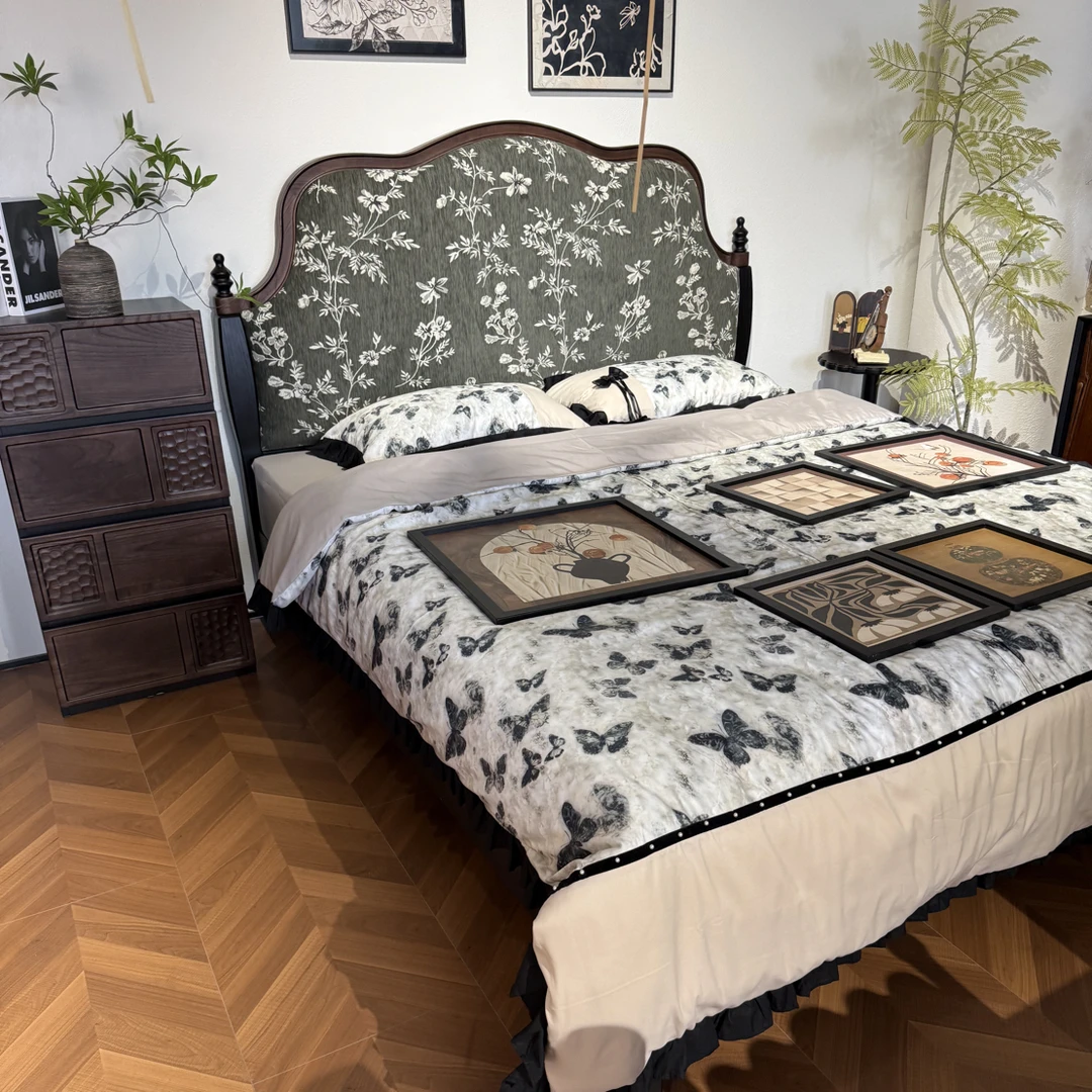 美式复古实木安娜床法式真皮软靠床1米8主卧床储物婚床古典双人床