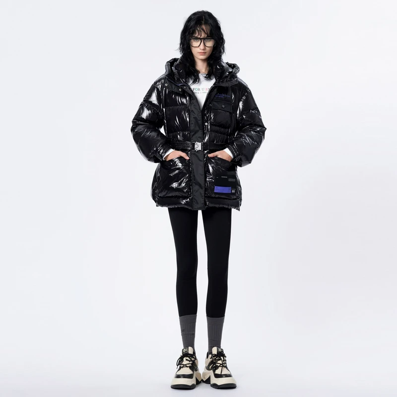 U/TI 亮面工装酷帅风大口袋设计感显瘦百搭保暖90白鸭绒羽绒外套