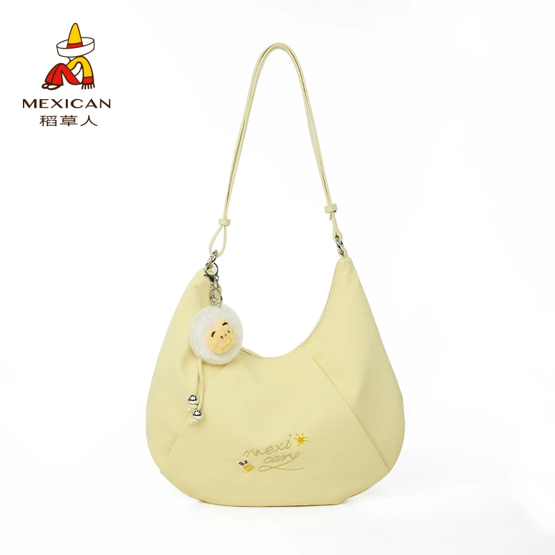 稻草人25年新款百搭休闲通勤大容量牛角包单肩斜挎包