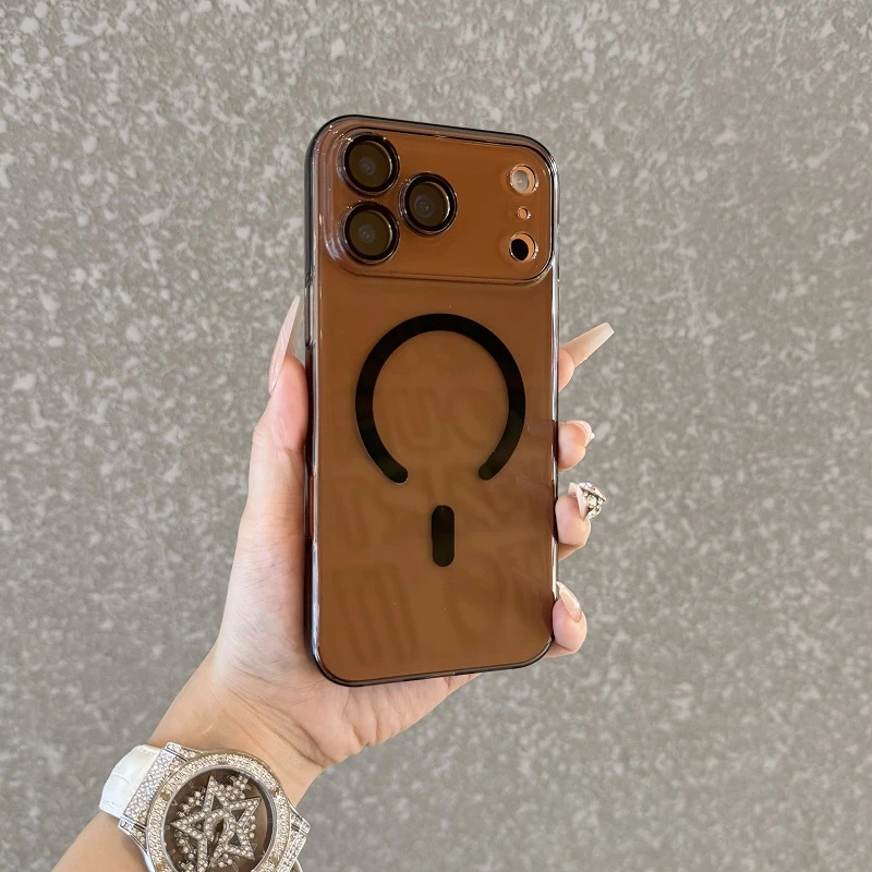 自带镜头膜适用于iPhone17promax手机壳透黑色磁吸Air全包16硬15