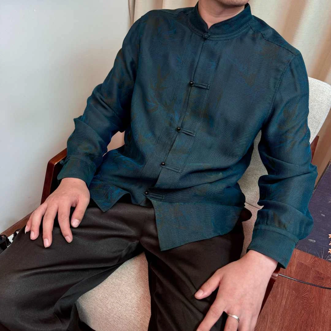 月下扬帆2602-2603秋季100桑蚕丝香云纱全孔罗国风盘扣双面穿唐装