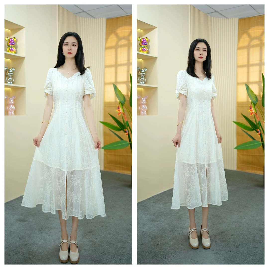2025夏季新款气质修身减龄长裙显瘦时尚洋气百搭连衣裙