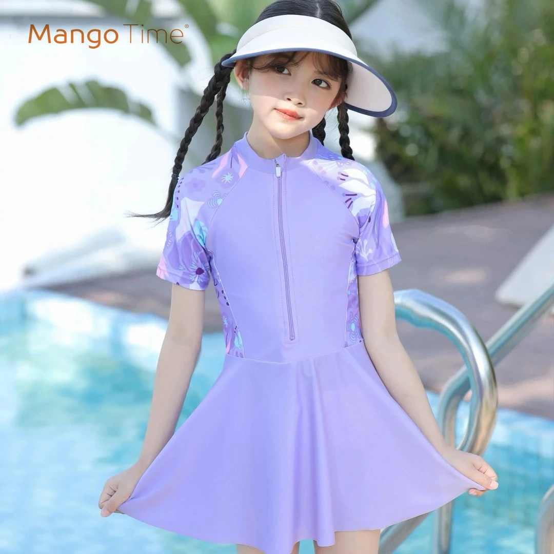 儿童泳衣女孩2025新款女童中大童游泳衣速干防晒专业泳装公主风