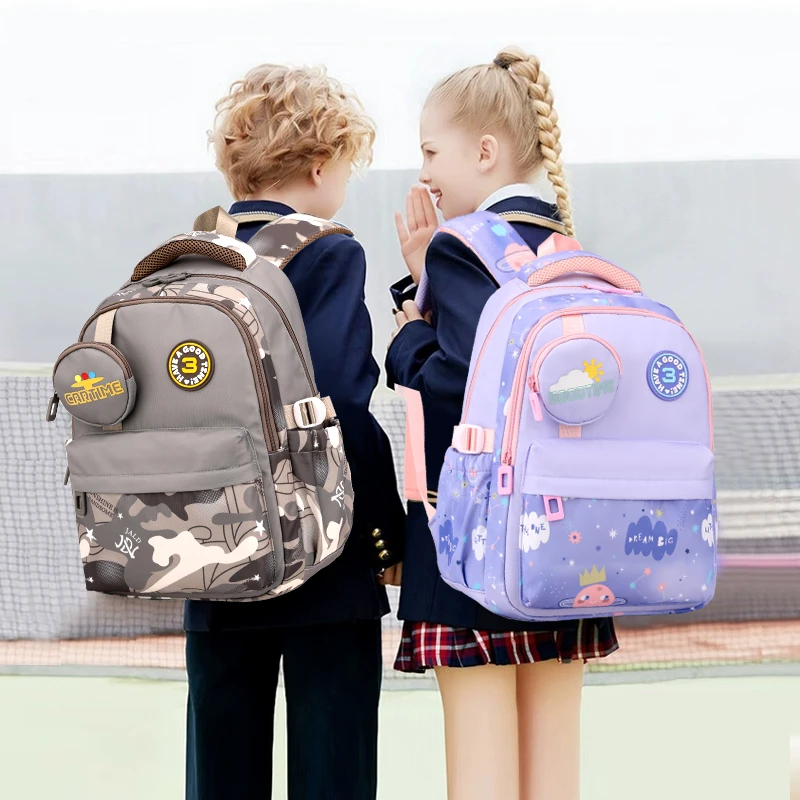 自然鱼小学生初中生专用超轻儿童韩版护脊大容量学院风减负书包