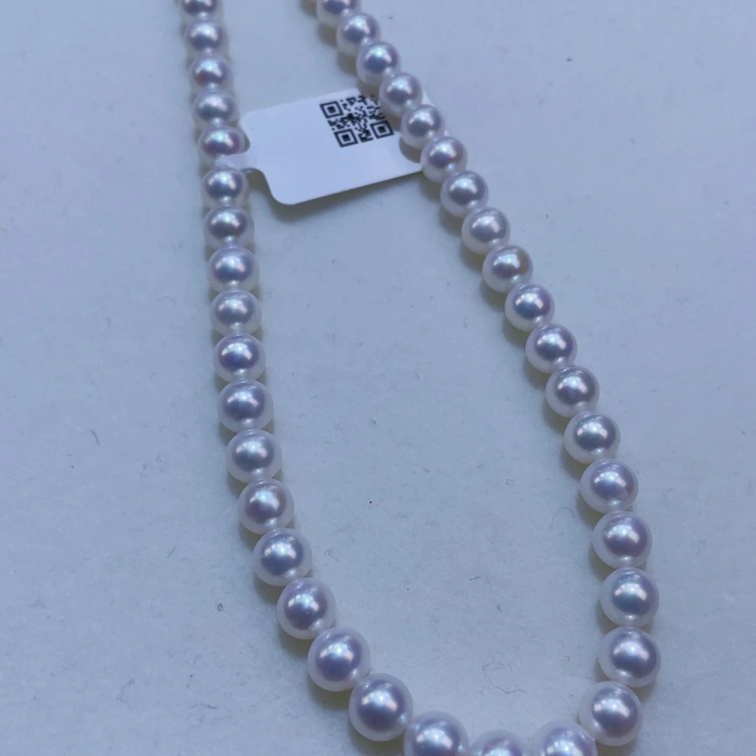 淡水珍珠银S925镶嵌颈饰6/6.5极光冷白炫彩几乎无暇