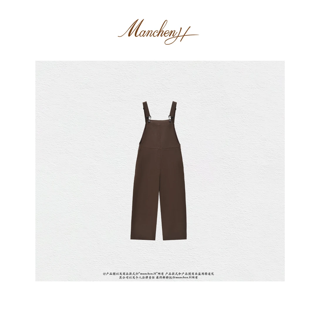 曼辰manchenh“回归主义”进口客订面料减龄舒适连体背带裤