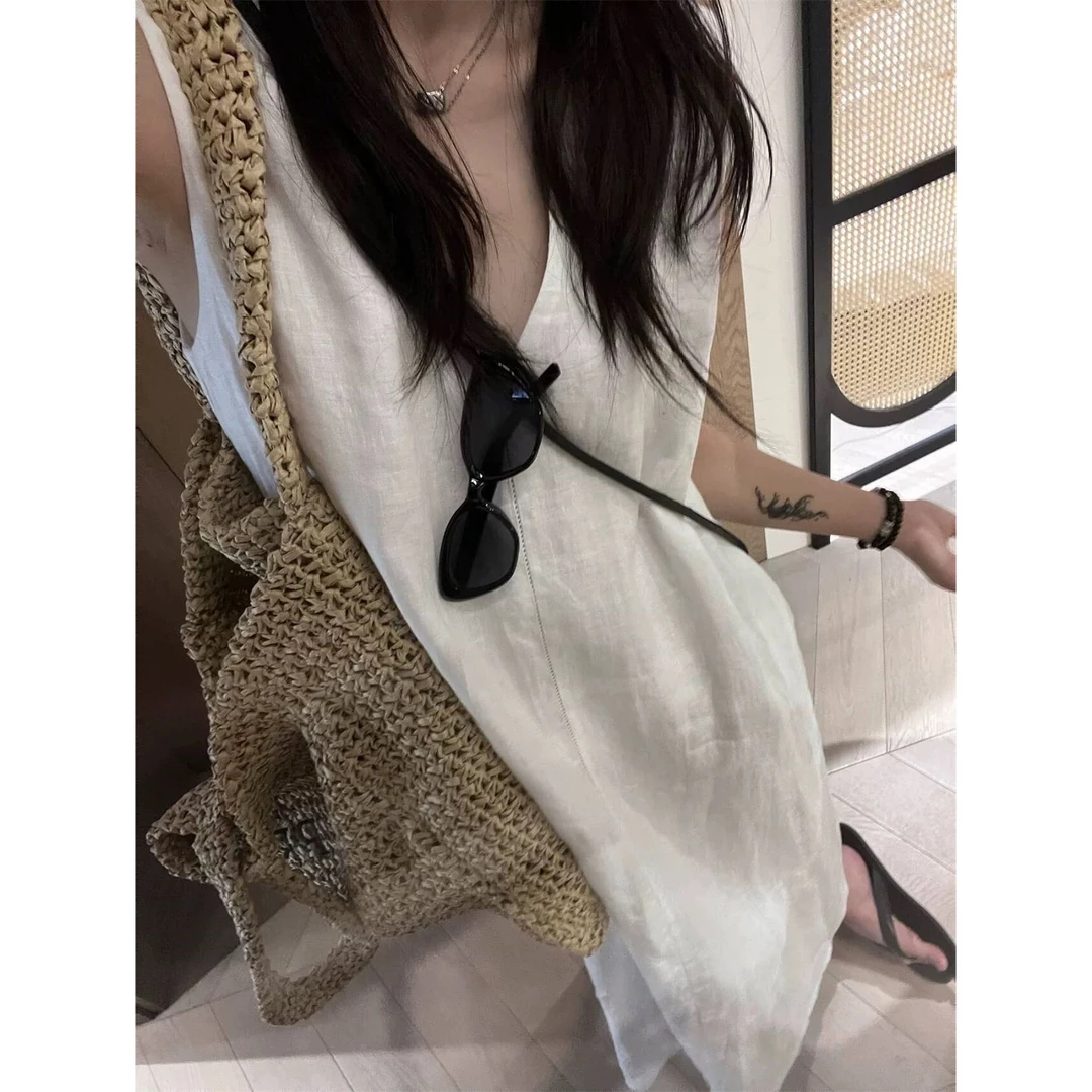 【土豆优选】法式v领无袖背心裙