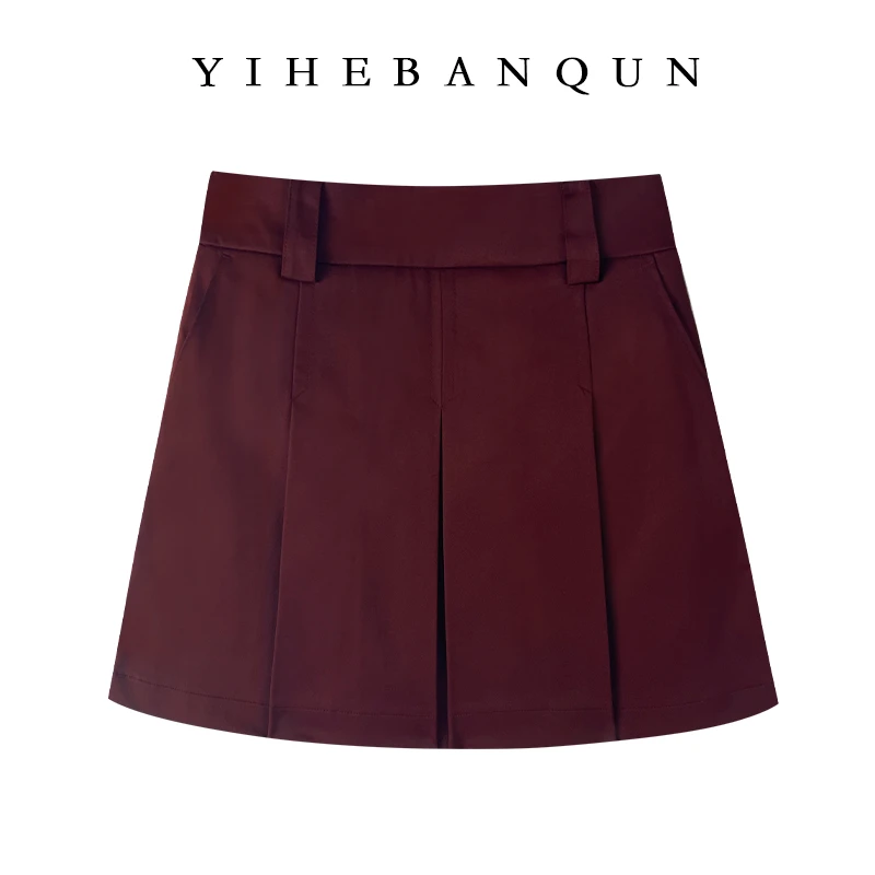 1061工装百褶裙高腰气质修身短裙