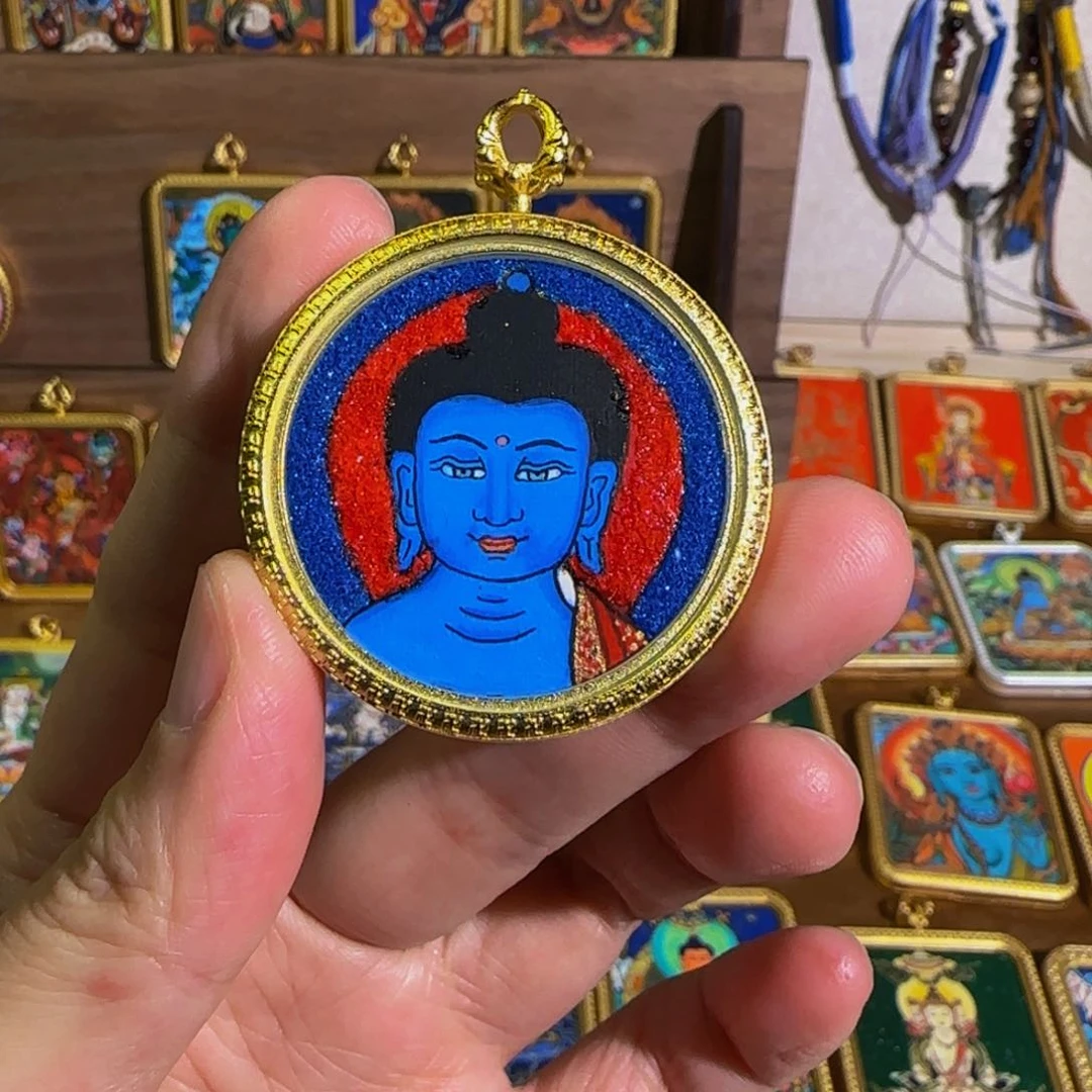 吊坠纯手绘唐卡药师佛