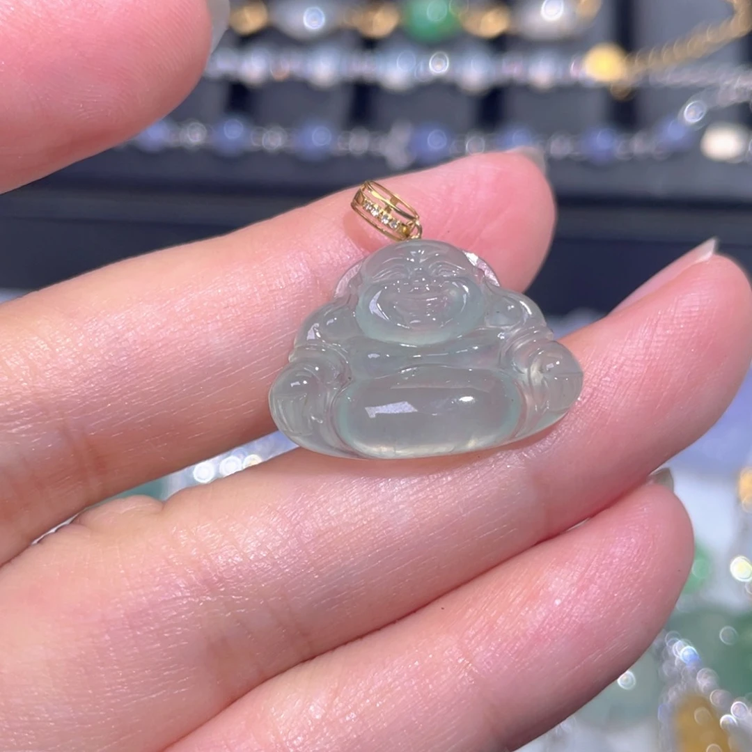 颈饰18K金镶嵌翡翠翡翠