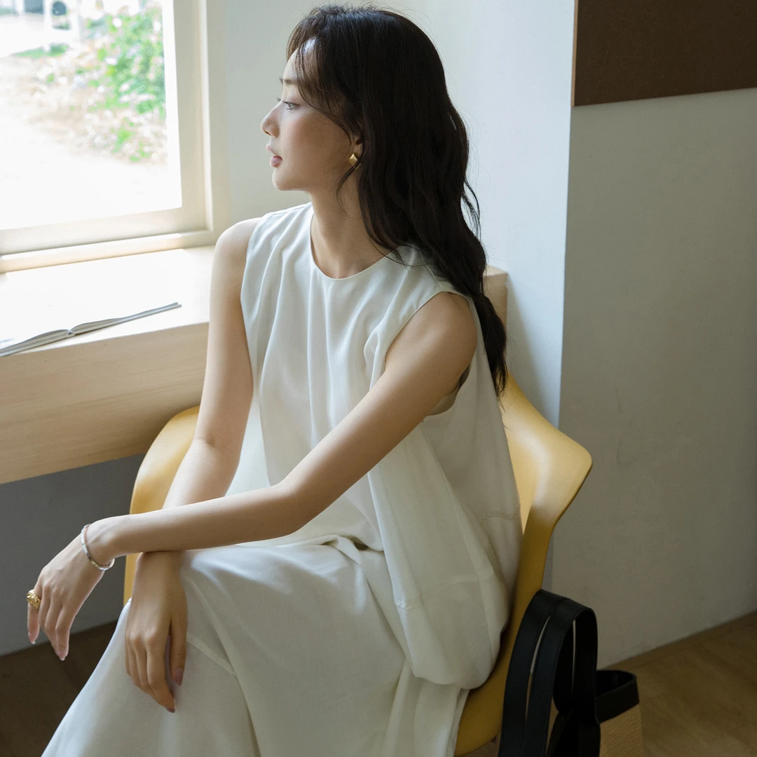 天丝花苞宽松温柔上衣2025夏装新款莱赛尔设计垂感T恤小衫0212