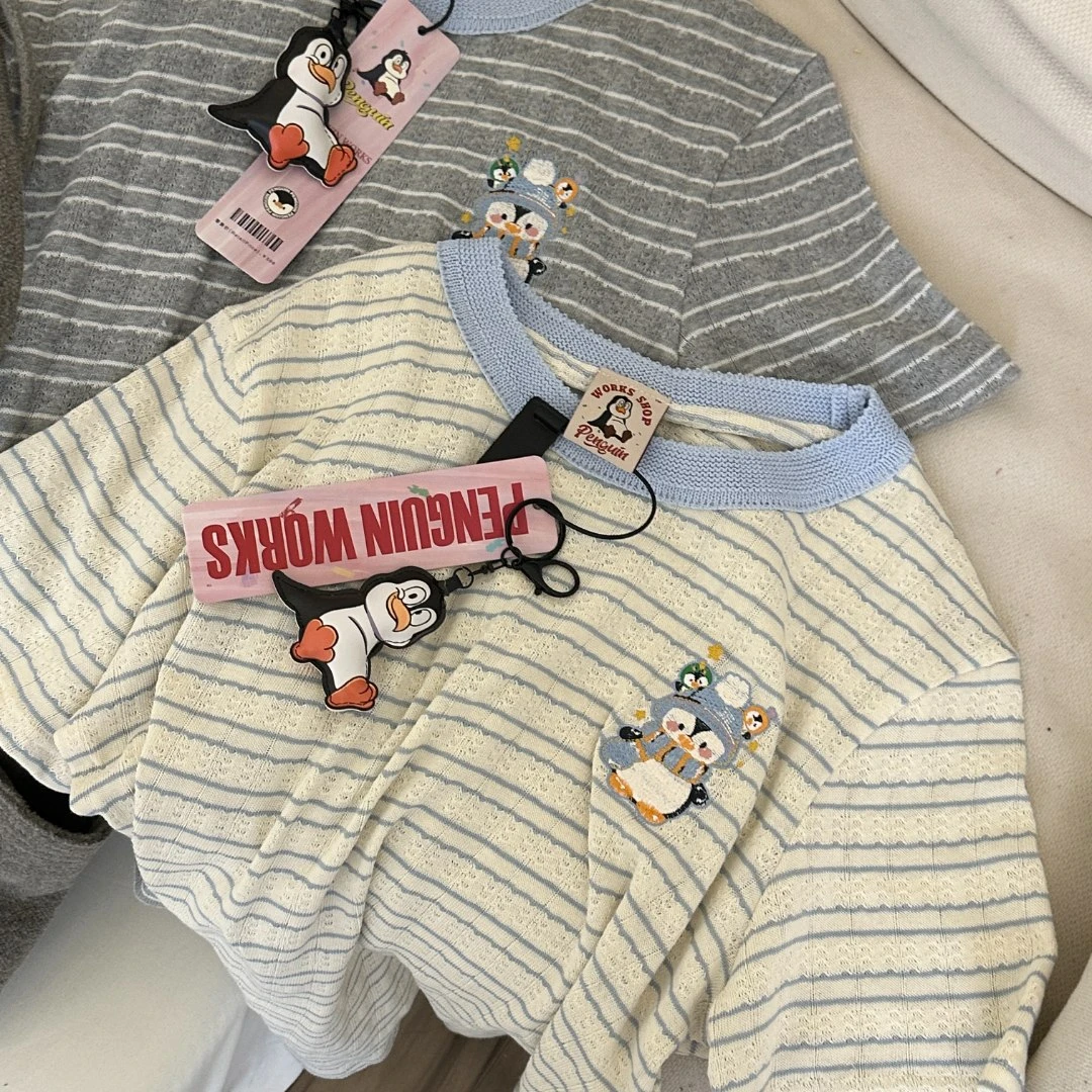 千万祖贤「 减龄卡通」韩国夏季刺绣宽松百搭短袖t恤打底衫女#5182