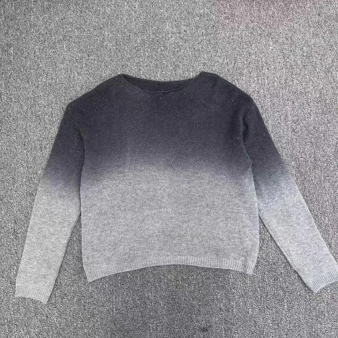 【周周家】6717濮院秋冬季小一字领套头渐变色毛衣女士街头风