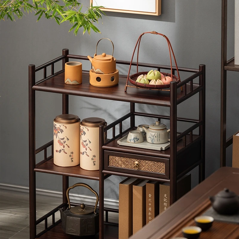 茶室茶台茶桌侧边茶水柜新中式置物架茶叶茶具收纳储物柜茶具摆放