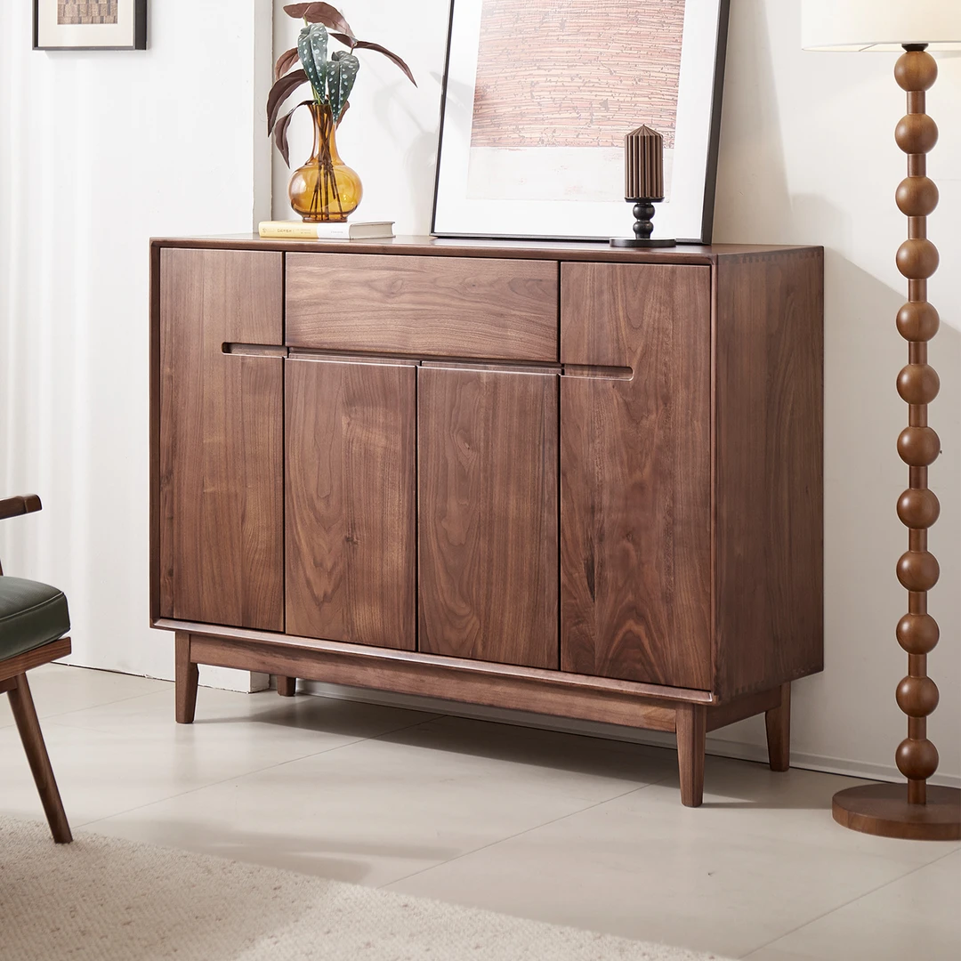 臻致美W北美黑胡桃木鞋柜实木入户玄关柜家用门厅柜收纳柜