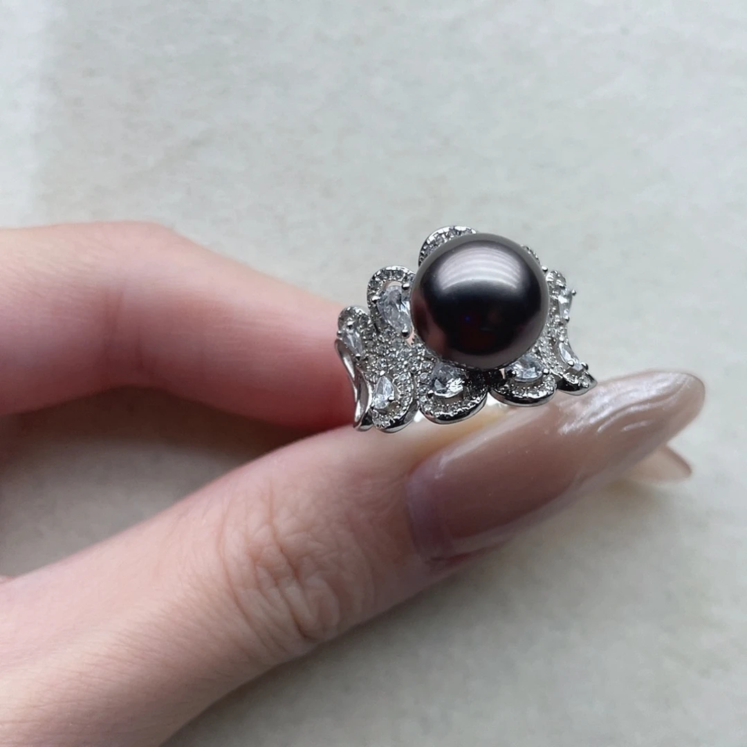 海水珍珠戒指44银S925镶嵌