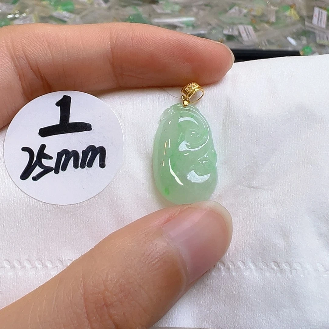翡翠18K金镶嵌吊坠(不含链)翡翠