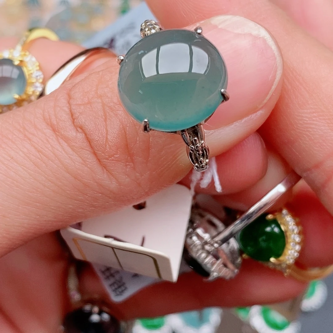 银S925镶嵌戒指翡翠向*葵