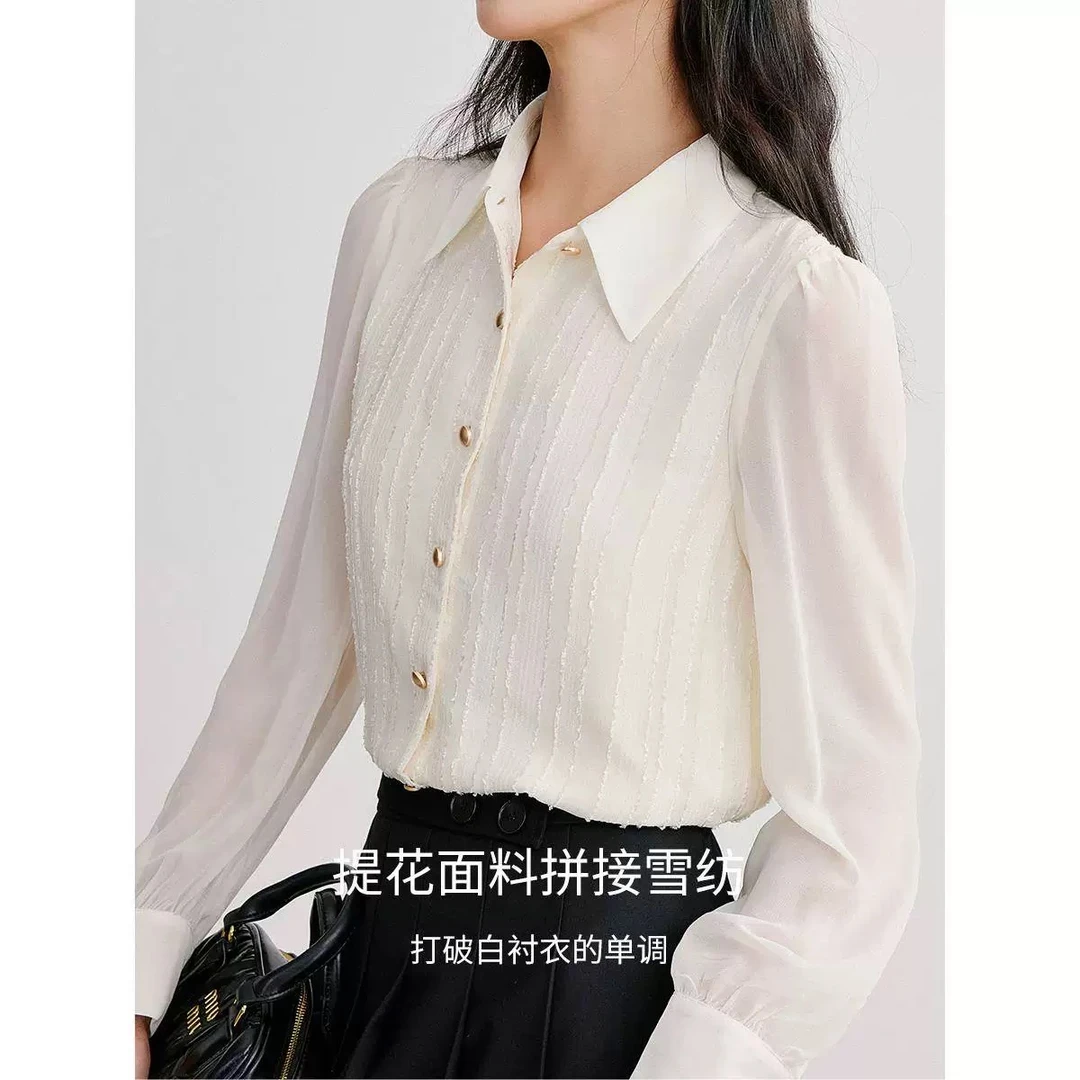 法式气质长袖衬衫女2025夏季新款设计感小众宽松显瘦薄款上衣
