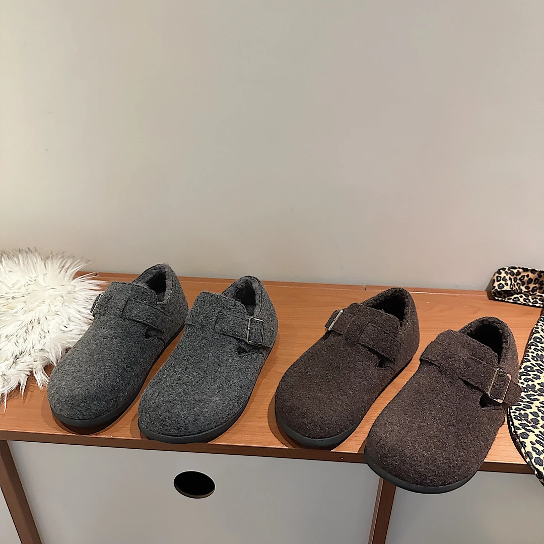 TS单鞋2025秋冬爆款毛毛拖包头半拖百搭勃肯鞋女MTB47491B-【云】-X