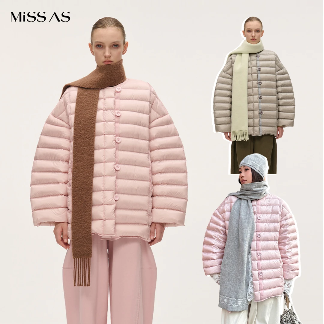 【SYUGNA】无领纽扣门襟裤型大排骨羽绒服保暖外套女25秋冬小众设计