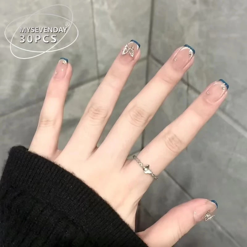 【3004 号】10片法式猫眼立体蝴蝶手工穿戴美甲
