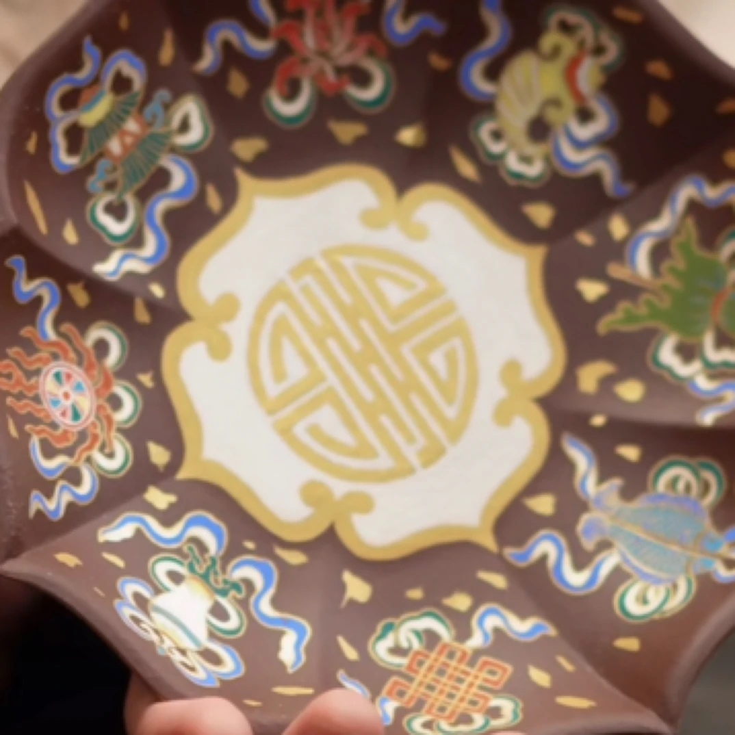 【南风】紫砂珐琅八宝描金壶承