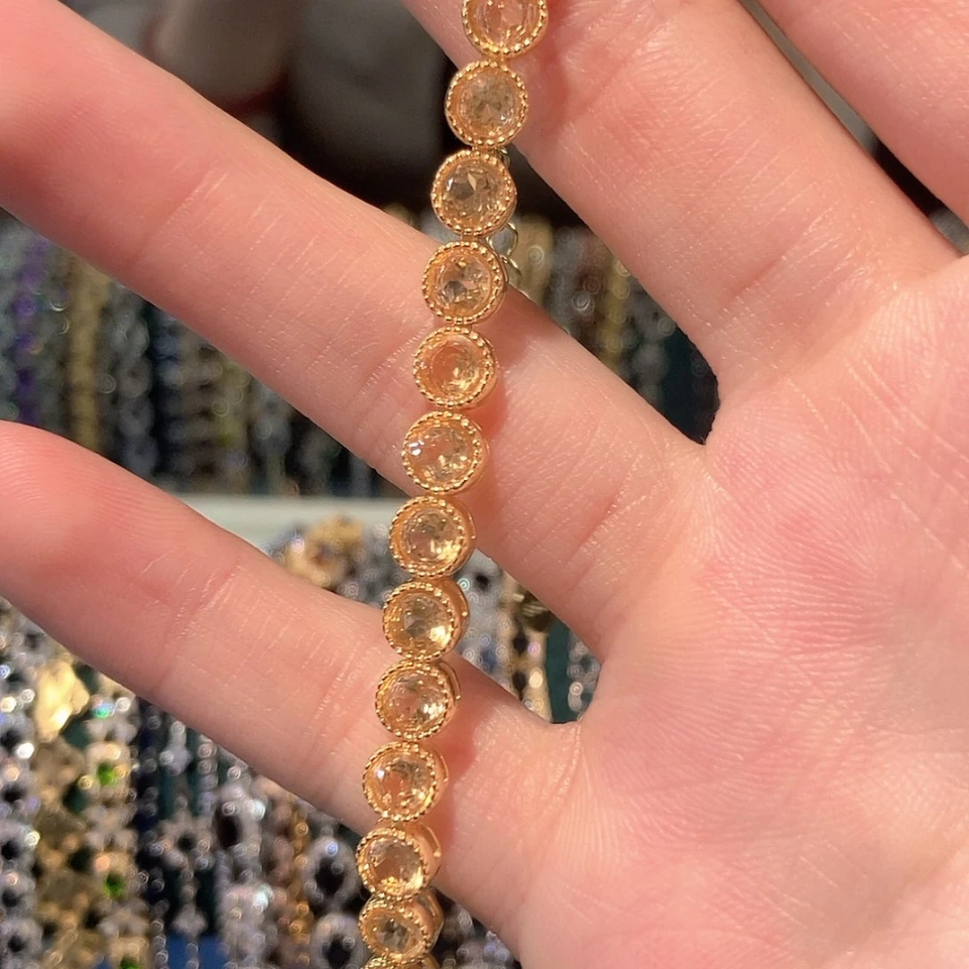 黄晶手链银S925镶嵌J****成