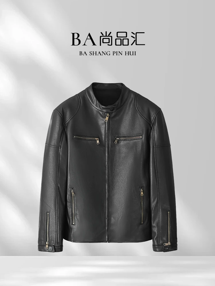 【毒液款】立领真皮皮衣黑色休闲28003 男士外套百搭春秋简约短款