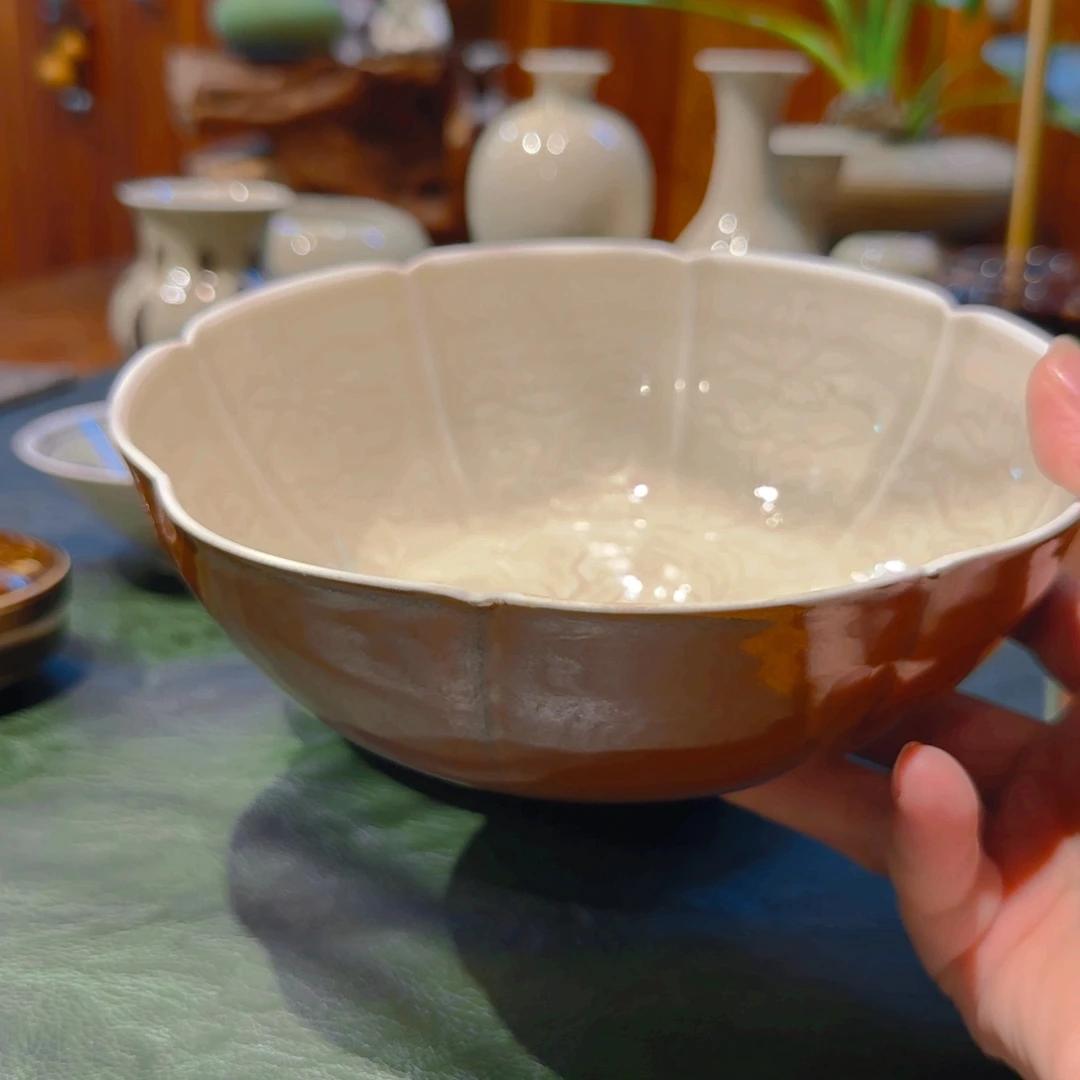 仿宋花口洗 双色釉 芒口19-6.5