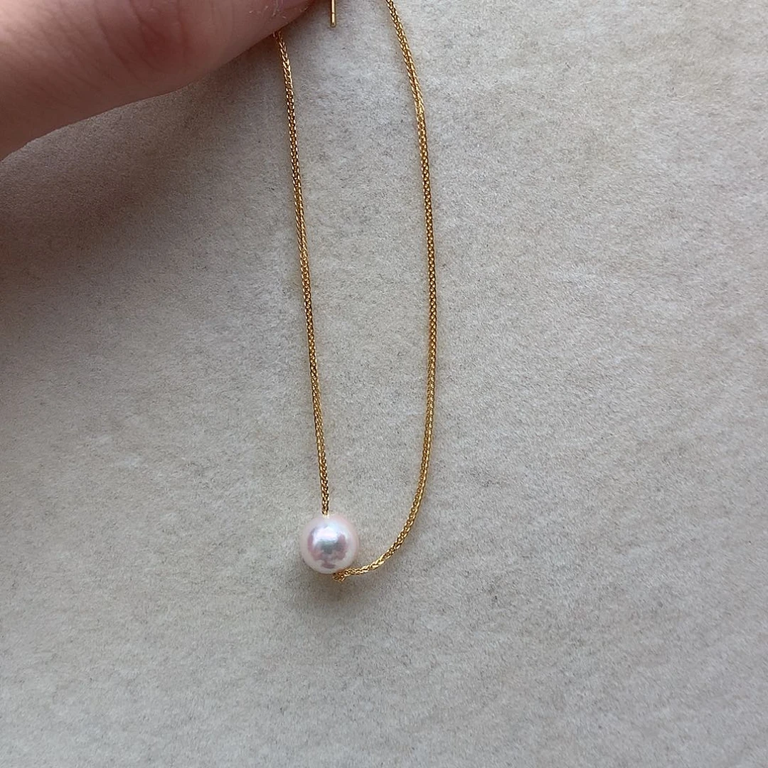 银S925镶嵌海水珍珠7.5-8mm ak手链